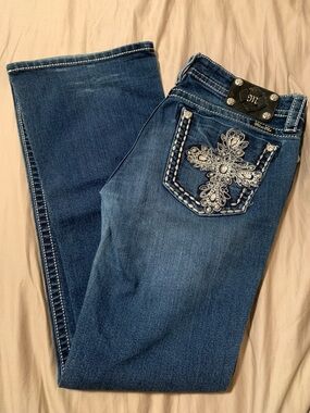 Miss Me Blue Embellished Boot Cut Jeans size 31